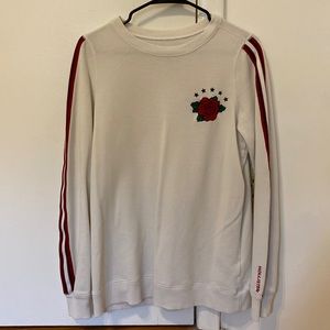 Hollister Oversized Rose Embroidery Patch Pullover Crewneck Sweatshirt